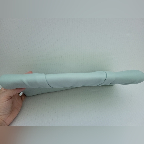 Express Mint Green Ruched Faux Leather Clutch Bag - Picture 4 of 7